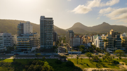 Fototapeta premium Praia de Matinhos, Parana. Aerial view of Praia Brava, in Caiobá and city of Matinhos, Paraná, Brazil