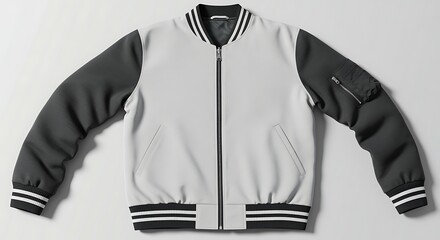 Stylish bomber jacket with two toned color pattern and sporty stripes