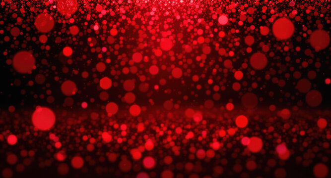 Tiny red particles shimmer and float in the air against a dark background, creating a magical atmosphere. This scene captures a sense of wonder and celebration, attracting attention