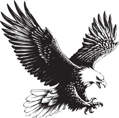 Majestic Eagle Silhouette Vector – Detailed Flying Eagle Illustration
