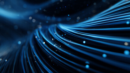 Abstract blue lines flow smoothly, creating a sense of motion and depth in a digital world.