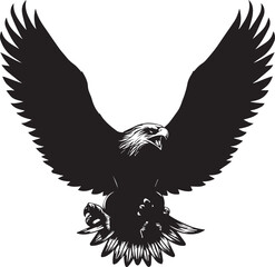 Majestic Eagle Silhouette Vector – Detailed Flying Eagle Illustration