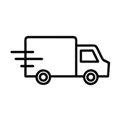 Delivery Truck Icon Minimal Line Drawing with Motion Lines in Clean Vector