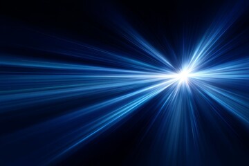 Fototapeta premium Dynamic blue light burst on dark background, backdrop