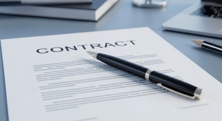 Black pen on contract document on office desk