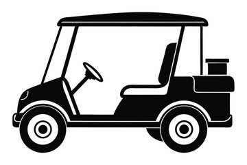 Fototapeta premium An isolated black golf cart presents a clear, detailed side profile for efficient navigation