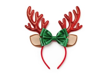 Christmas reindeer antlers headband with green bow