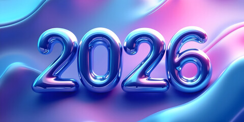 Abstract Gradient Happy New Year 2026 Poster