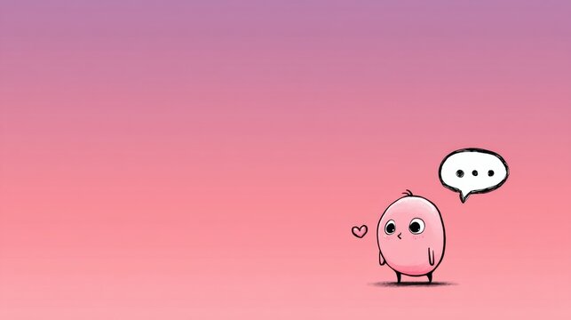 Kawaii Cartoon Character Blowing a Heart Kiss With a Pastel Background and Empty Center for Text