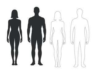 Full Body Silhouette For Man And Woman Image Illustration Isolated Vector Concept Black And White For Your Project Need With Transparent Background