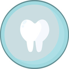 Snow-white healthy tooth in a pale blue circle with shadows