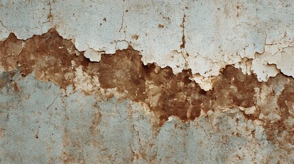 Fototapeta premium Aged wall with brown stains and peeling paint. 