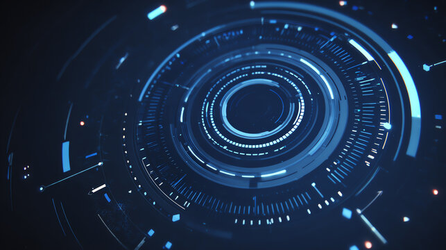 Futuristic abstract digital circle glowing in blue tones, showcasing advanced technology and innovative design.
