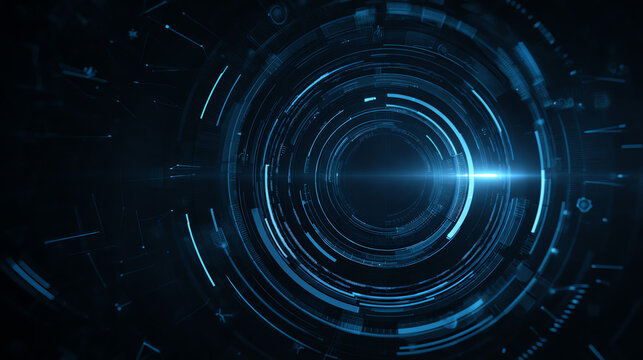 Futuristic digital background featuring glowing circular patterns and abstract light effects.