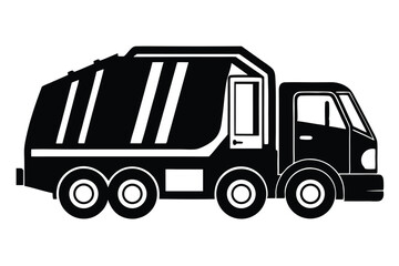 A illustration shows a black concrete transport truck on a white background