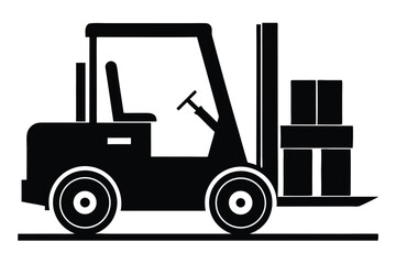 Black forklift with a stack of boxes displays materials handling equipment simply