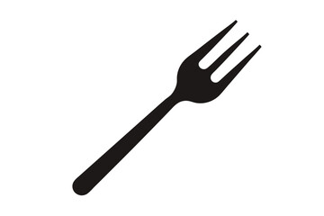 A black fork with three tines diagonally faces the viewer in minimalist simplicity