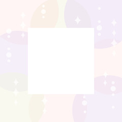 Abstract pastel vector background with geometric shapes, circles, sparkles, and a central white copy space.