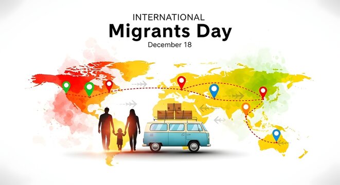 Migrant family travel for international migrants day