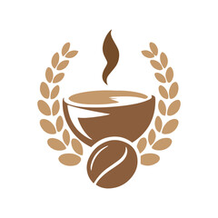 Coffee cups and beans icons silhouette vector.