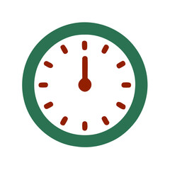 Round Clock Icon Displaying Twelve O'Clock on Isolated White Background