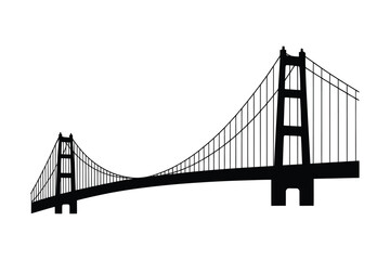 Iconic golden gate bridge silhouette in stark black and white