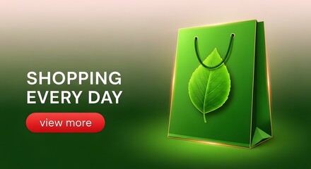 Eco-friendly shopping bag with leaf design Banner