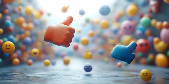 Get more likes and social media engagement with this creative thumbs up emoji background design concept - Powered by Adobe