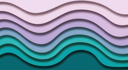 Fototapeta premium Abstract wavy layers of pastel purple and teal colors