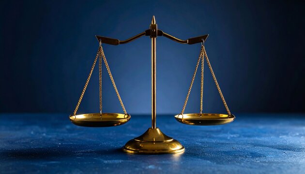 A Gold Justice Scale Against a Deep Blue Backdrop, Signifying Balance and Fairness