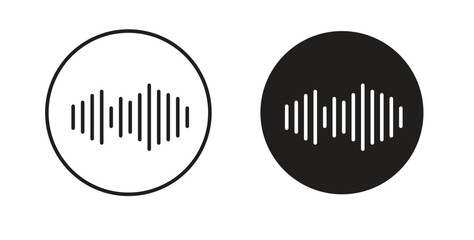 Sound wave icon with editable stroke and flat vector pack