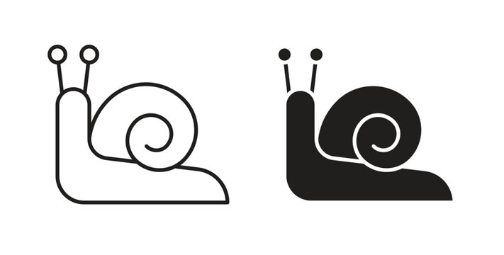 Snail icon with editable stroke and flat vector pack