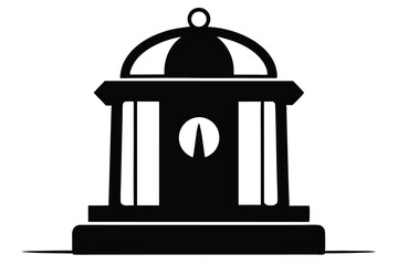 Simple black silhouette illustrates vintage fire hydrant element against a plain white backdrop