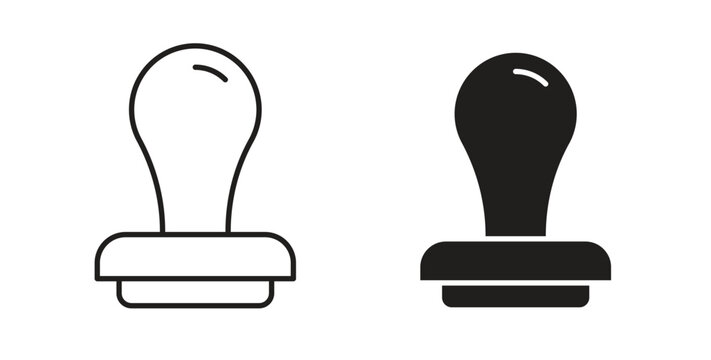Stamp icon with editable stroke and flat vector pack