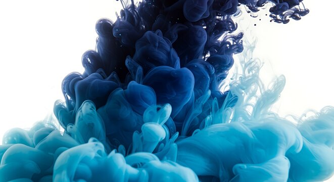 Blue ink in water abstract art flowing and swirling beautifully