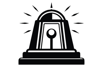 Black silhouette of a rotating beacon emits powerful light signals, drawing attention from afar