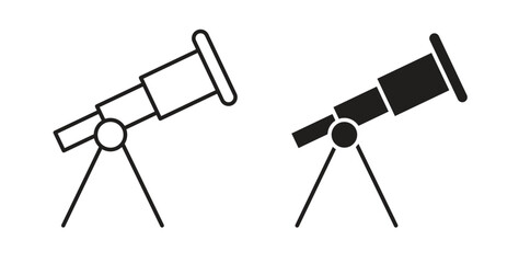Telescope icon with editable stroke and flat vector pack