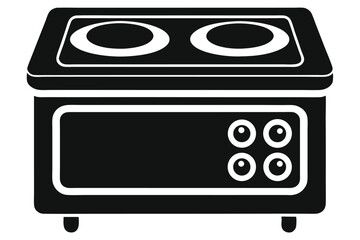 Black stove with two burners and four knobs symbolizes modern kitchen appliance