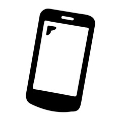 A sleek, modern smartphone icon, depicted in a minimalist black silhouette with a bright white screen, representing mobile technology, communication, and digital connectivity
