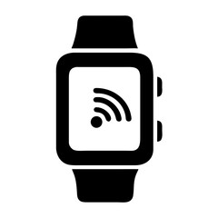 Smartwatch with wifi signal icon on screen, representing connectivity, wearable technology, internet access, and modern communication