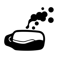 Stylized black and white illustration of a steaming cup of hot beverage, with steam rising in a playful, bubbly manner, conveying warmth and comfort