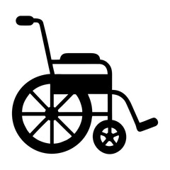 Black silhouette of a wheelchair, a medical device used for mobility and assistance for people with disabilities or injuries, providing support and independence