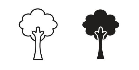 Tree icon with editable stroke and flat vector pack