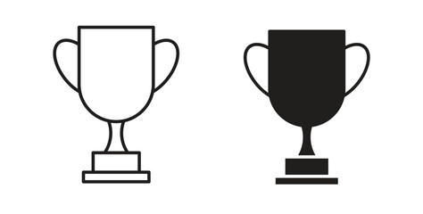 Trophy icon with editable stroke and flat vector pack