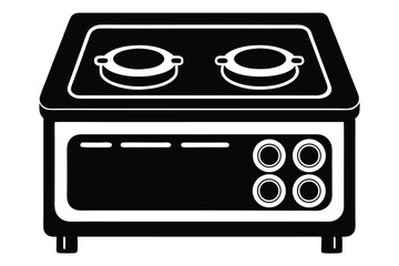 Solid black stovetop shows two burners above four round buttons neatly presented