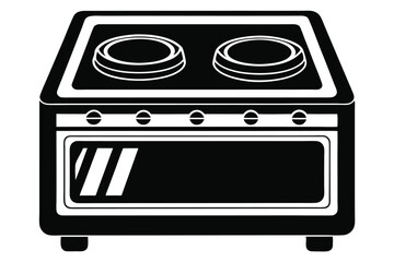 Black stove with oven shows simplistic kitchen appliance for home cooking experience