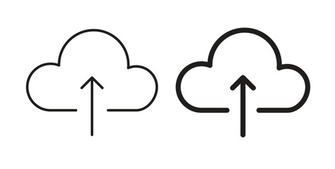 Upload to Cloud icon with editable stroke and flat vector pack