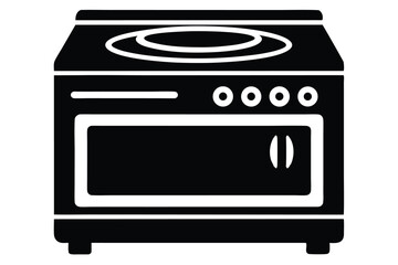 Isolated black oven shows a stylized appliance ready for some kitchen cooking