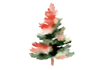 Gentle Brushstroke Christmas Tree Illustration Isolated on Transparent Background