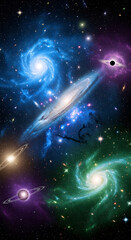 Diverse Collection Of Galaxies And Celestial Objects In A Starry Cosmic Expanse space galaxy